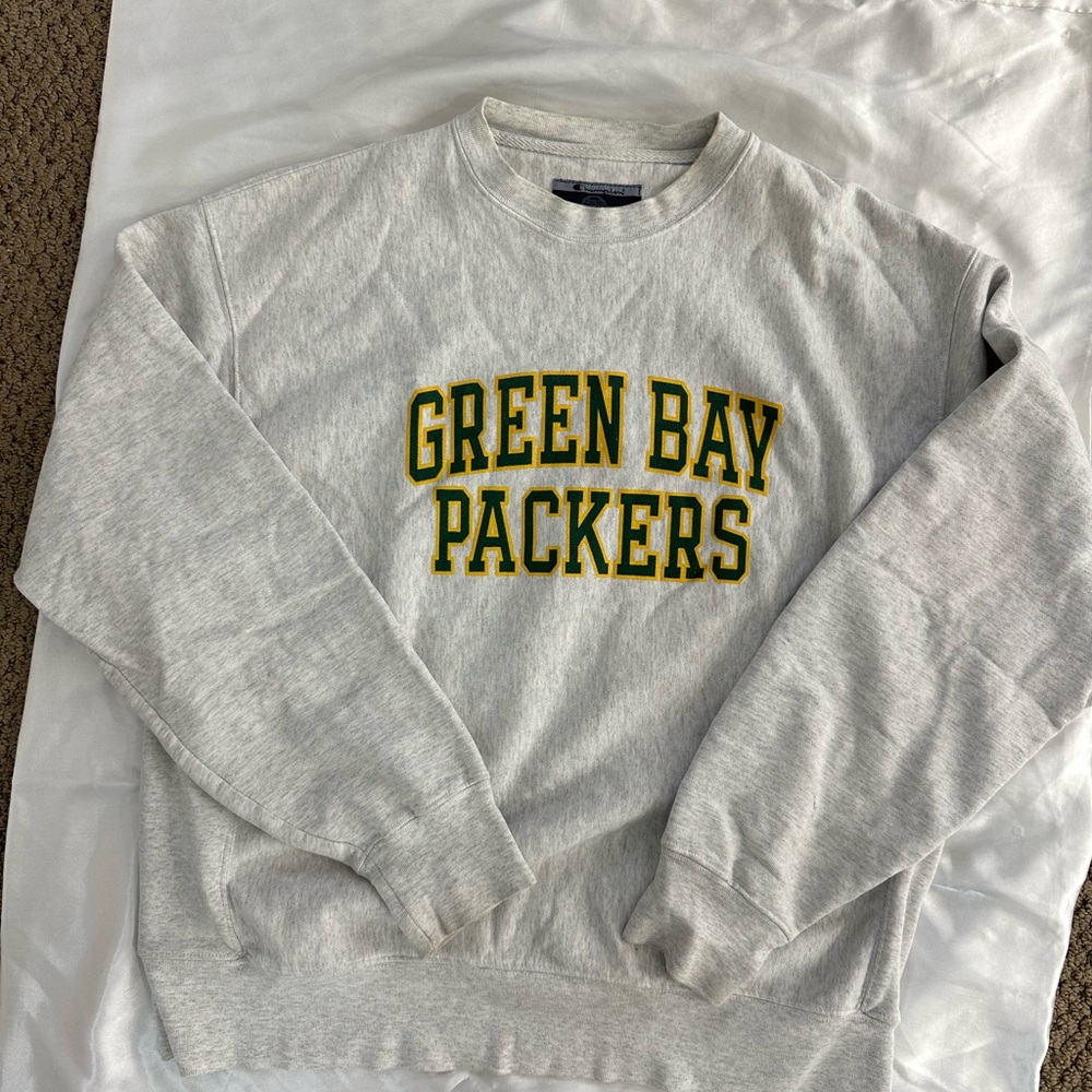 Champion Gray Crewneck Sweater with Ribbed Cuffs